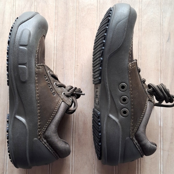 Crocs Velocity CrostrComfort Work Shoes Unisex Sz W7 M5 Lace Up Leather Non Slip - Picture 9 of 10